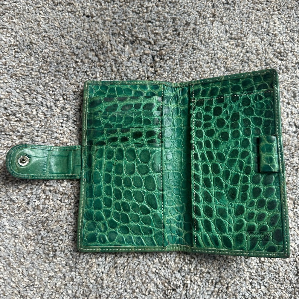 Green Designer Exotic Crocodile Wallet- Dooney & Bourke